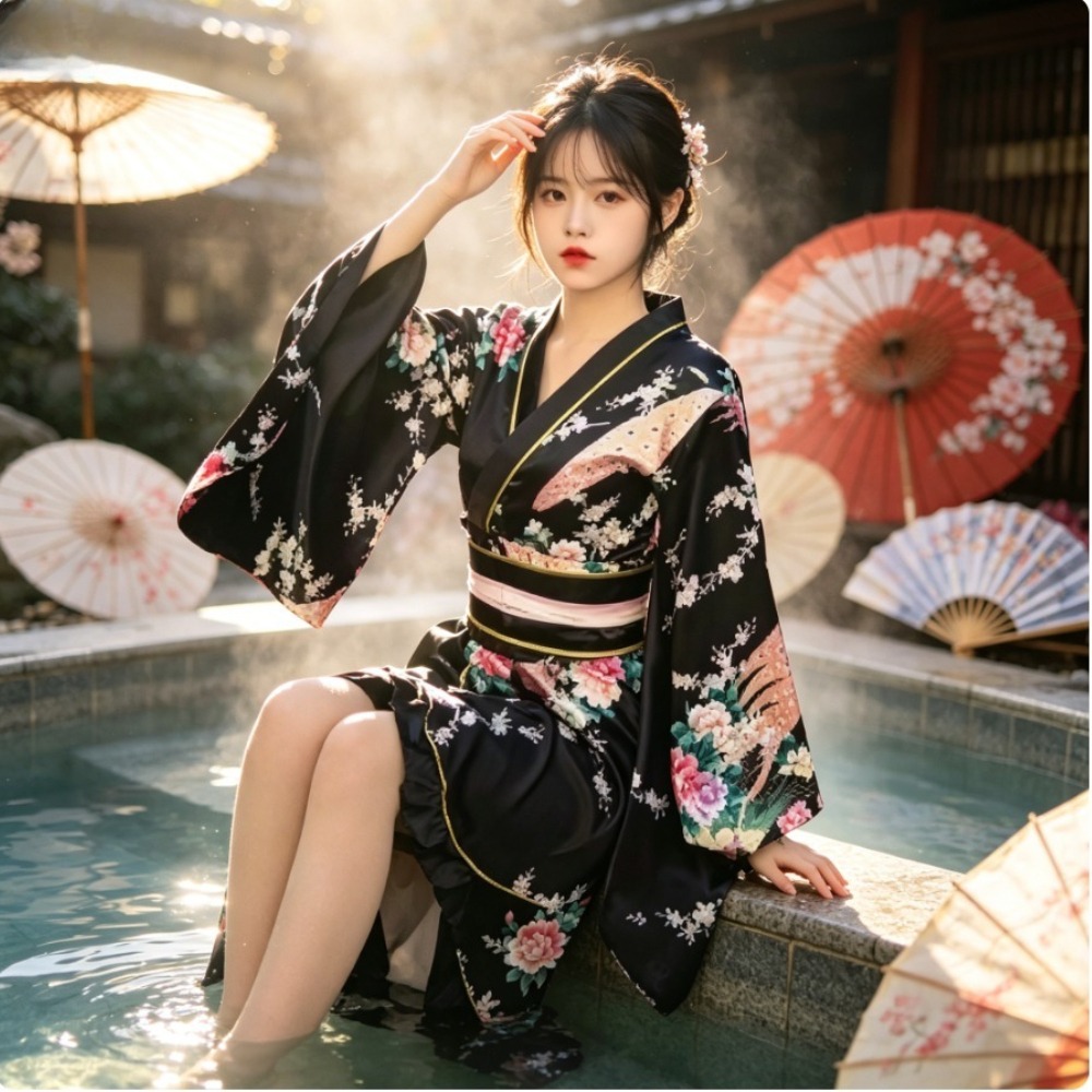 Women Formal Wear Photoshoot - Kimono Yukata Rouge pour Femmes, Vêtement