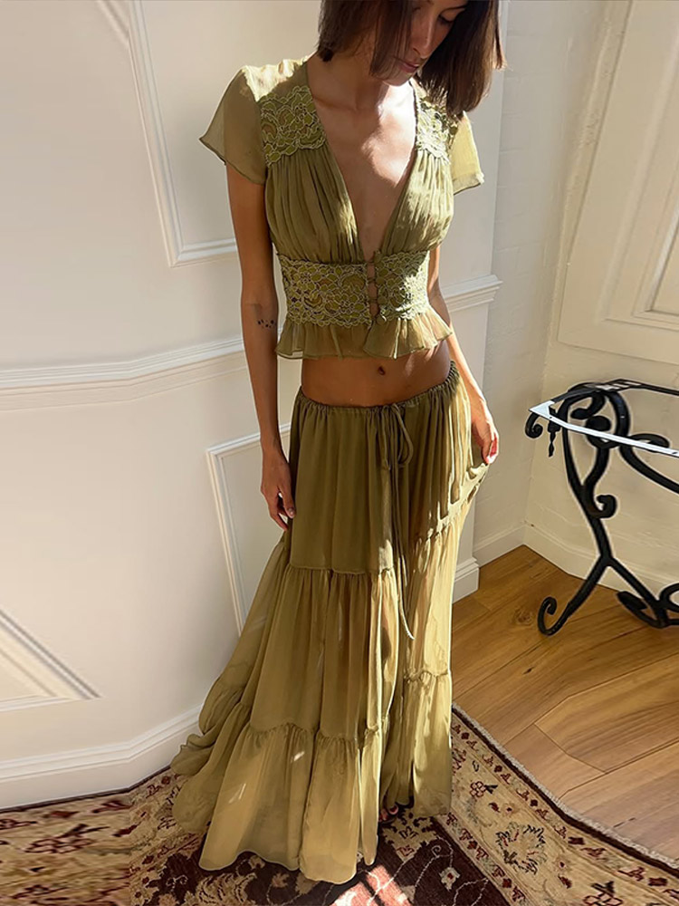 Women Formal Wear For Summer - Ensemble élégant pour femmes en dentelle