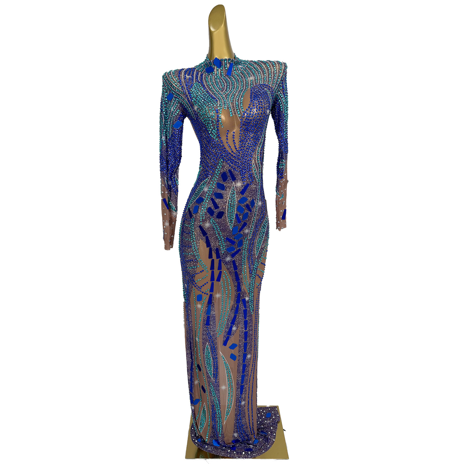 Robe longue bleue en maille tr - Women Formal Wear Photoshoot avis et prix