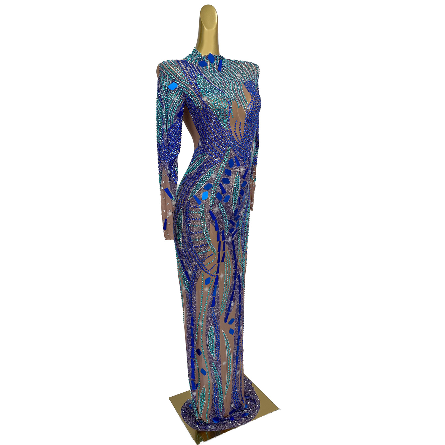 Robe longue bleue en maille tr - Women Formal Wear Photoshoot avis et prix