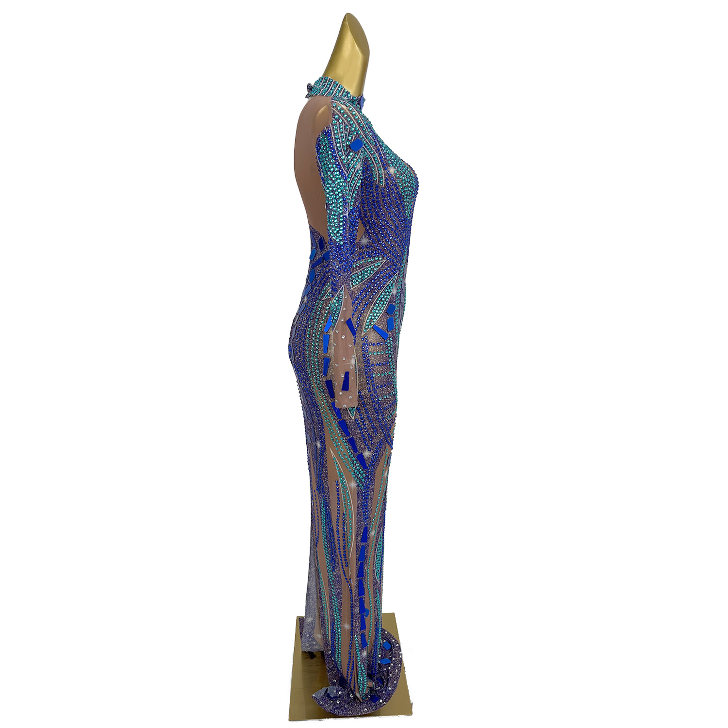 Robe longue bleue en maille tr - Women Formal Wear Photoshoot avis et prix